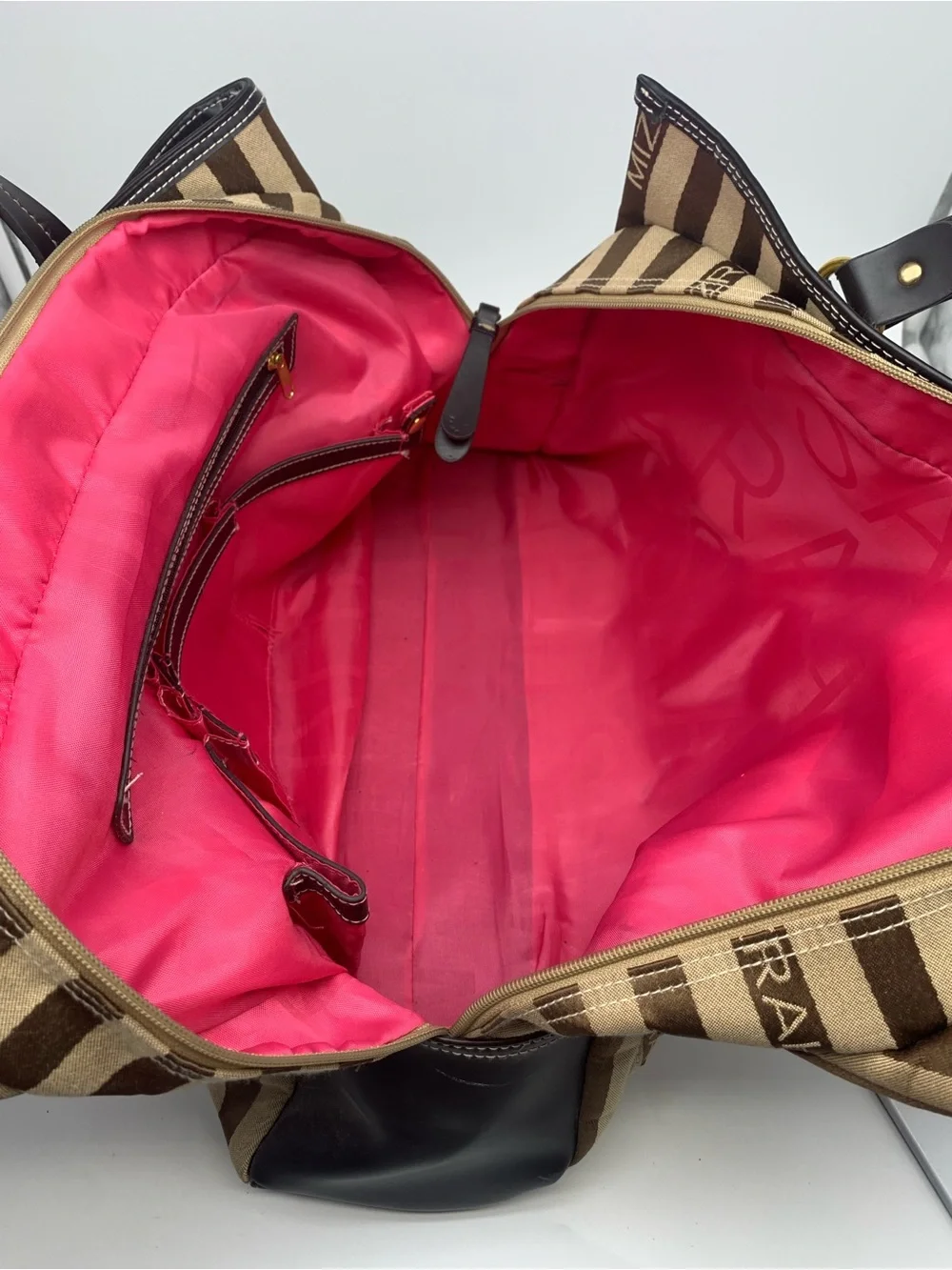 Isaac Mizrahi XL Logo Jacquard Laptop Work Travel Tote Bag
